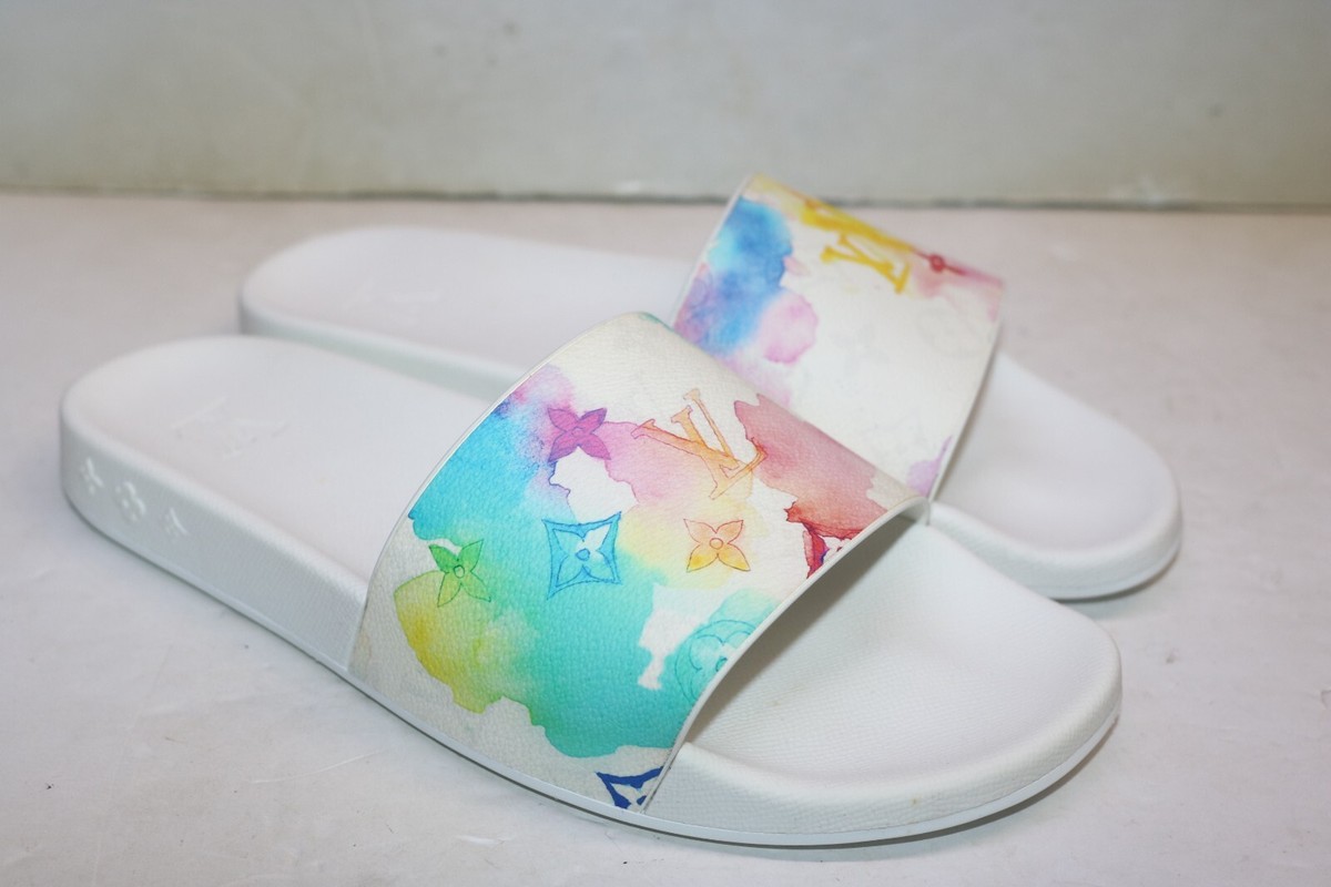 Louis Vuitton Men's White Multicolor Watercolor Waterfront Mule
