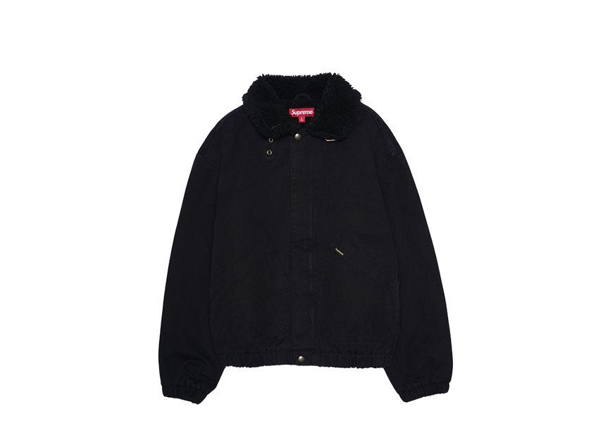 Supreme Faux Shearling Lined Bomber Jacket Black | eBay
