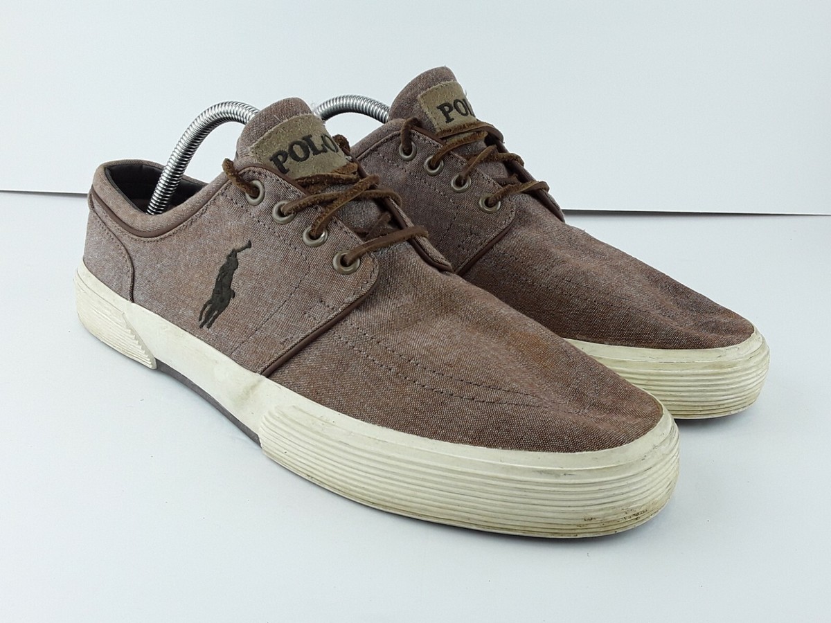 POLO RALPH LAUREN FAXON LOW Men's Tan Fabric Lace-Up Sneaker US