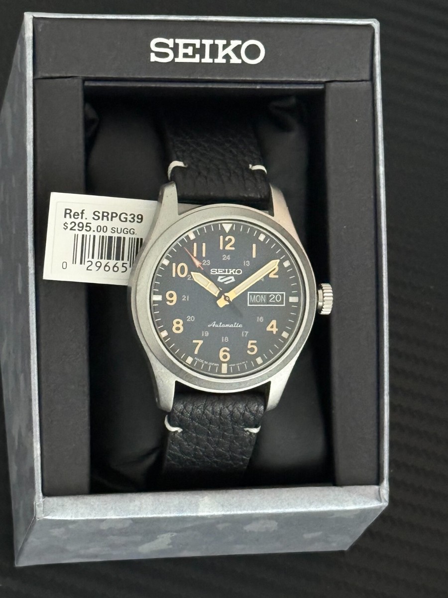 SEIKO 5 Sports SRPG39 Japan BLUE DIAL Lumi Black leather SRPG39