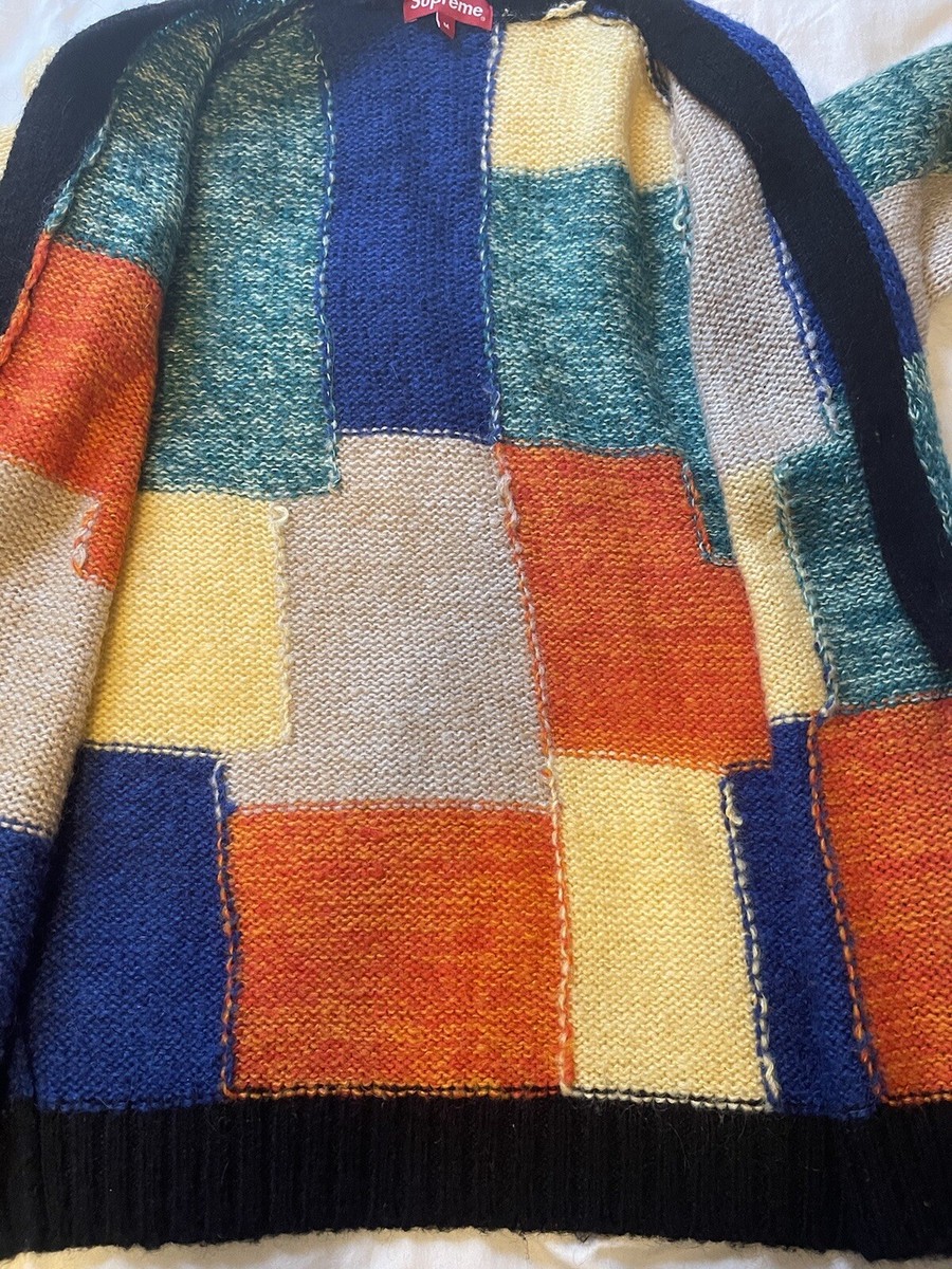 Supreme Patchwork Mohair Cardigan Sweater Knit Size Medium | eBay