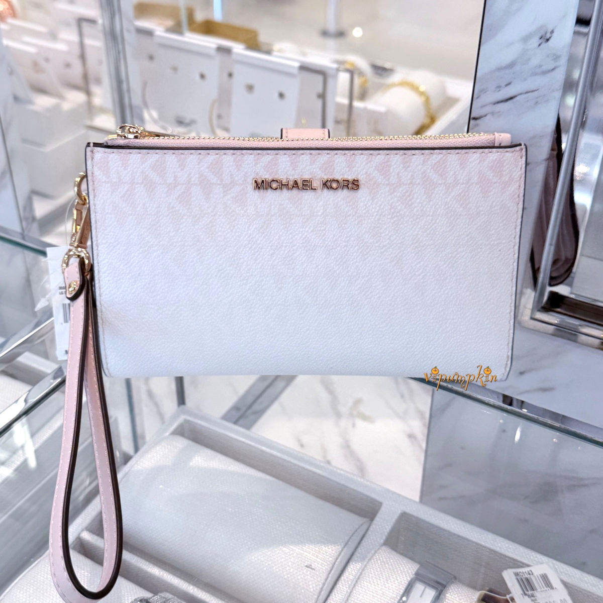 Michael Kors Jet Set Travel Double Zip Wristlet Wallet MK Logo