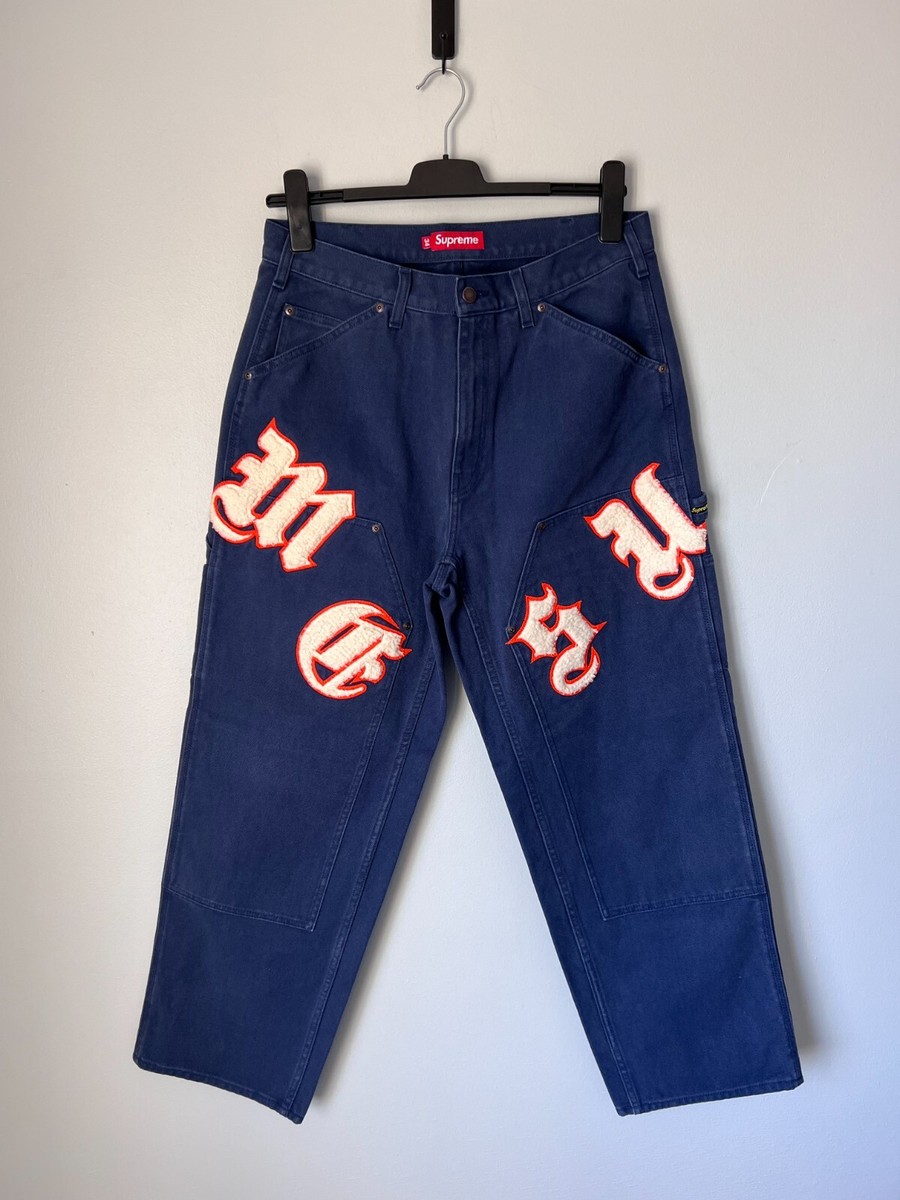 Supreme Old English Double Knee Painter Pants - Size 34 - Navy