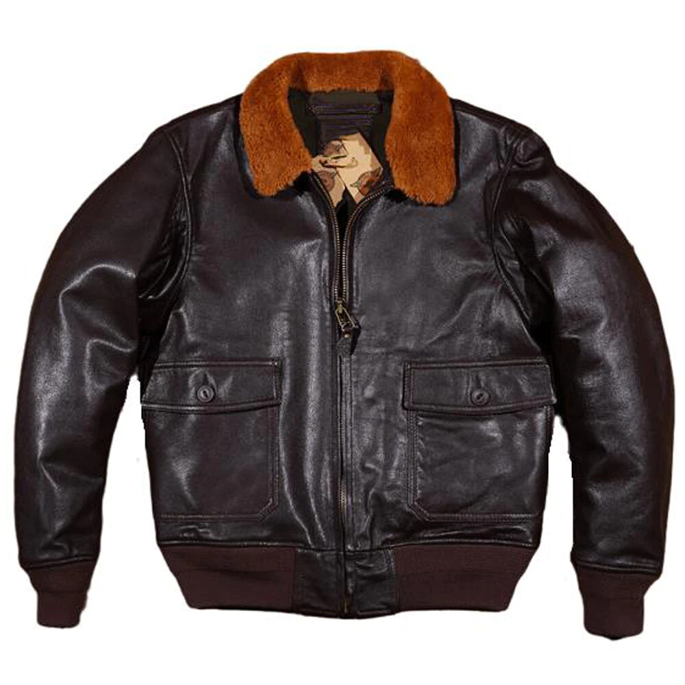 Men's G-1 Flight Jacket Aviator Distressed Real Cowhide Leather
