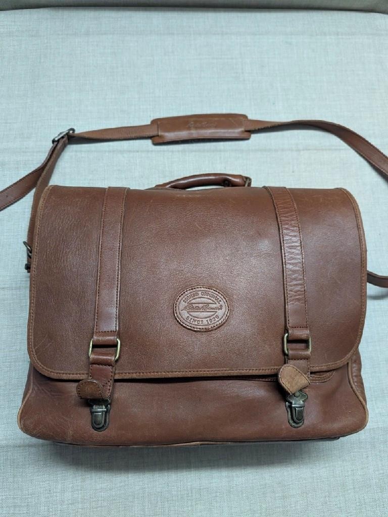 vintage EDDIE BAUER messenger bag COWHIDE brown leather LAPTOP
