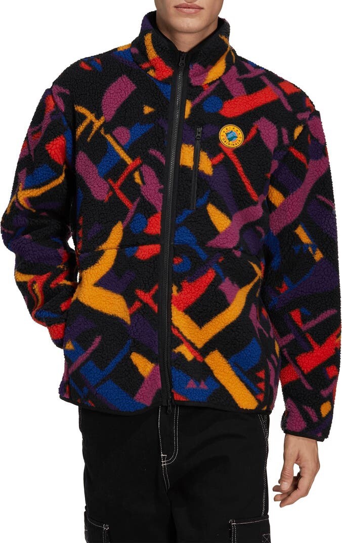adidas ORIGINALS MEN'S WANDER HOUR FULL-ZIP PRINTED FLEECE JACKET