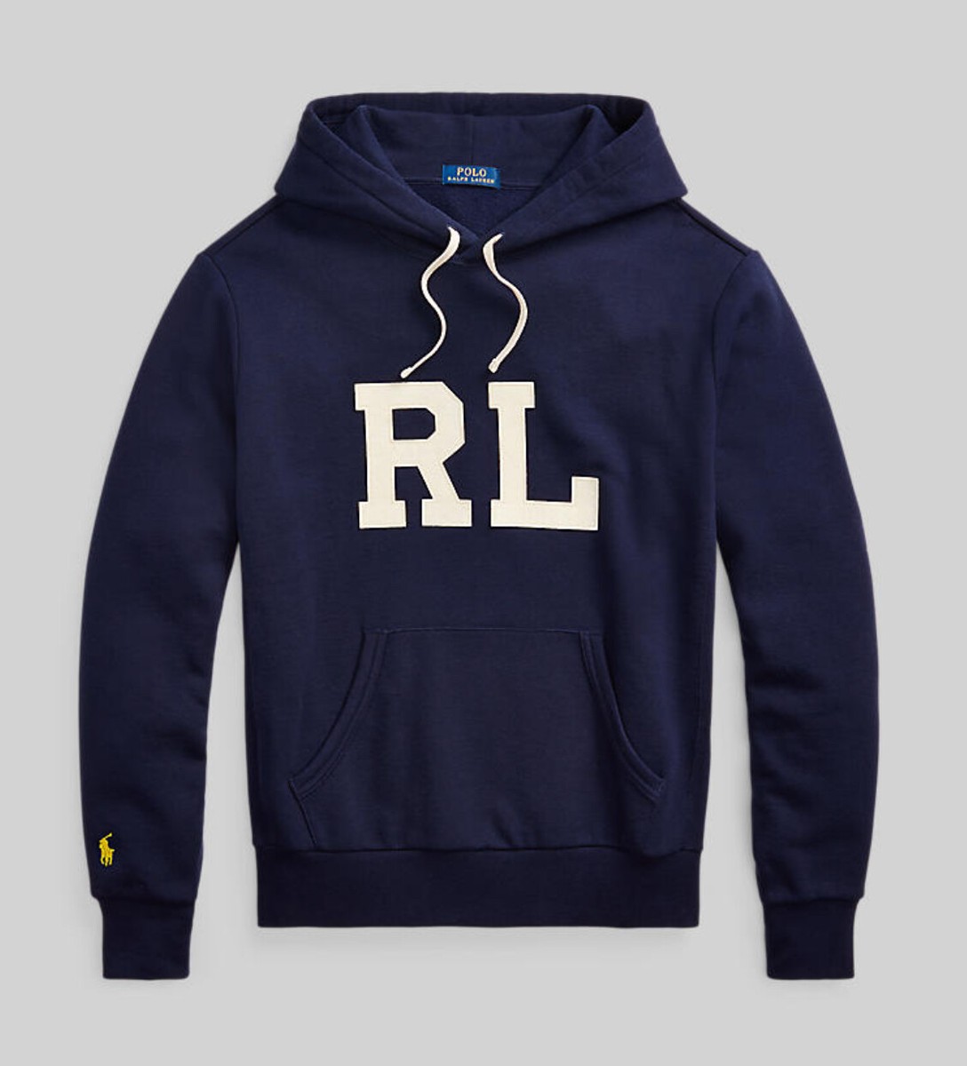 NWT Polo Ralph Lauren Navy Blue RL Monogram Letterman Hoodie