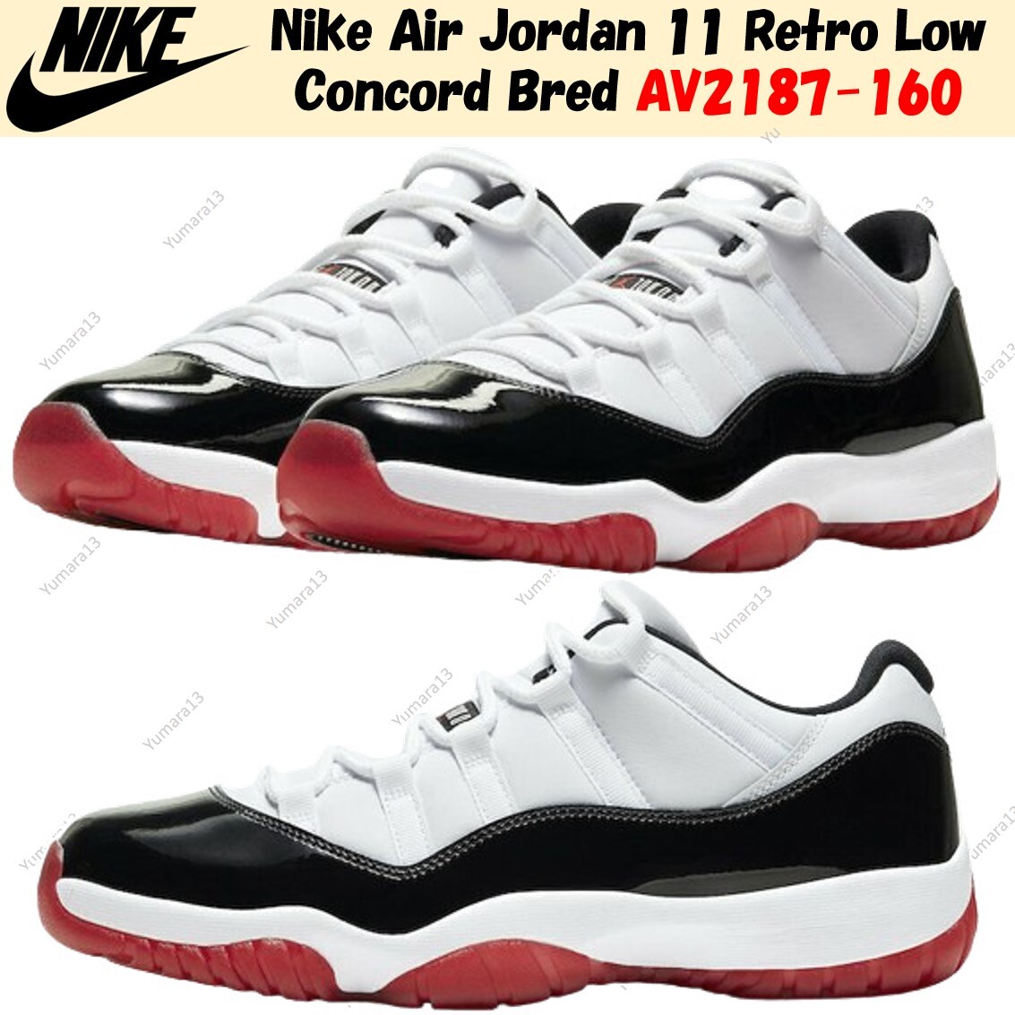 Nike Air Jordan 11 Retro Low Concord Bred AV2187-160 Men's Size | eBay