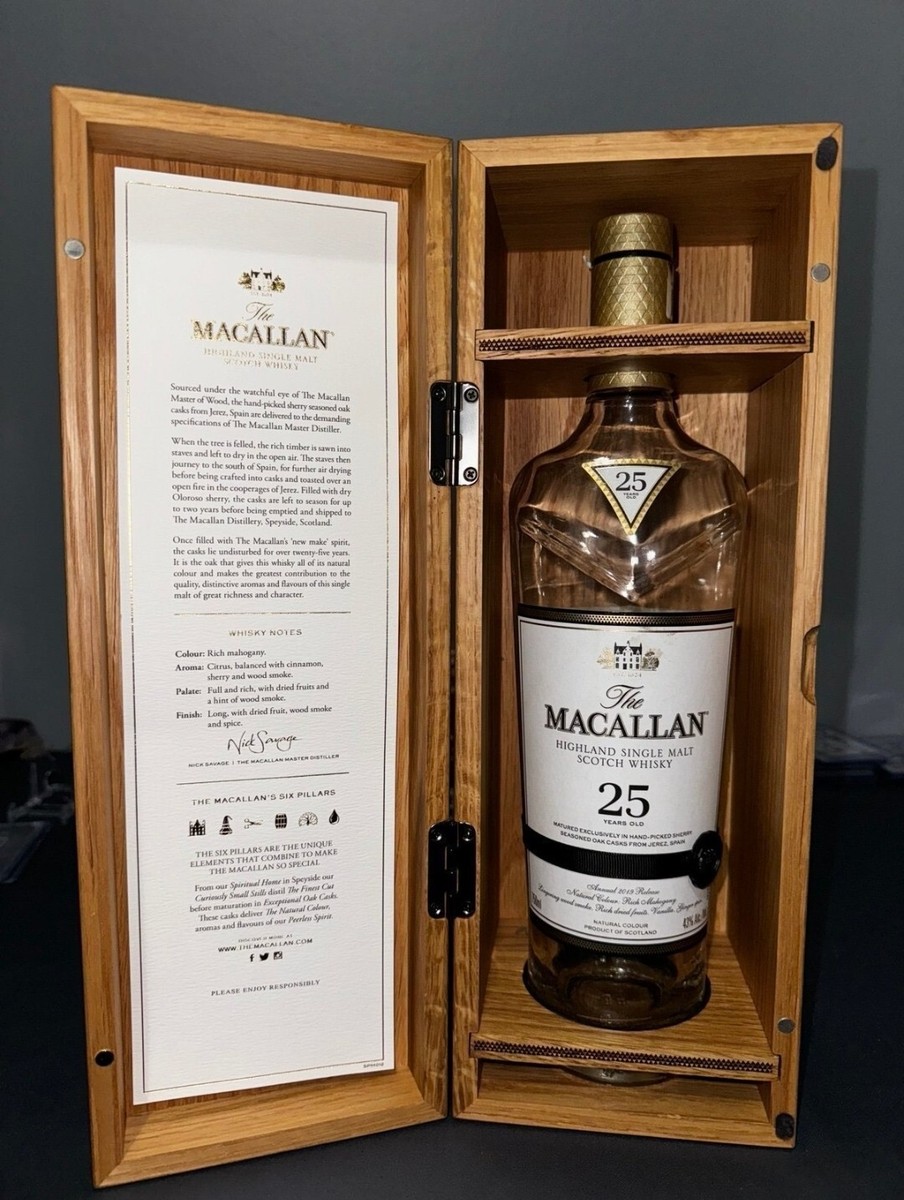 Macallan 25 Year Old Highland Scotch Whisky Single Malt Empty