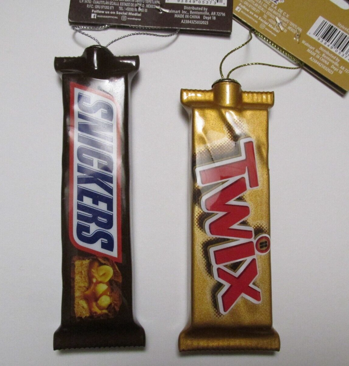 Snickers & Twix Candy Bars Decoupage Christmas Ornaments Ruz Brand