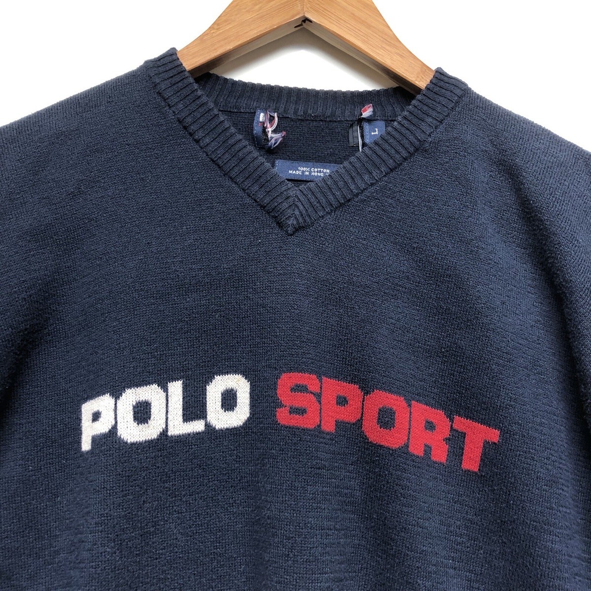 Vintage Ralph Lauren Polo Sport American Preppy Knit Sweater Blue