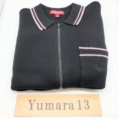 Supreme Zip Up Polo Sweater Black White Navy Burnt Orange 4colors