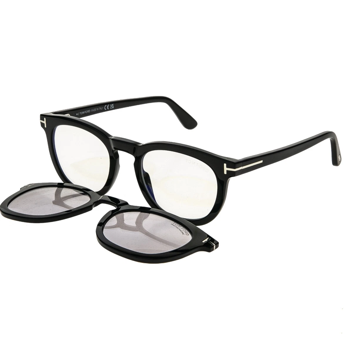TOM FORD TF5993B 005 Black Photochromic Clip On Blue Block Optical