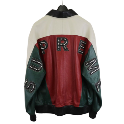 Supreme Studded Arc Logo Leather Jacket Size L 2018SS Red/White