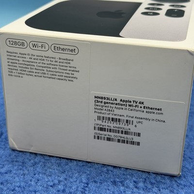 Apple TV 4K 3rd Gen. 128GB Media Streamer - Black, Wi-Fi +