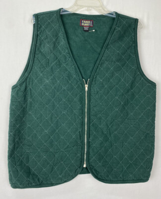 Vintage Faded Glory Green Quilt Zip Up Vest 100% Cotton Medium