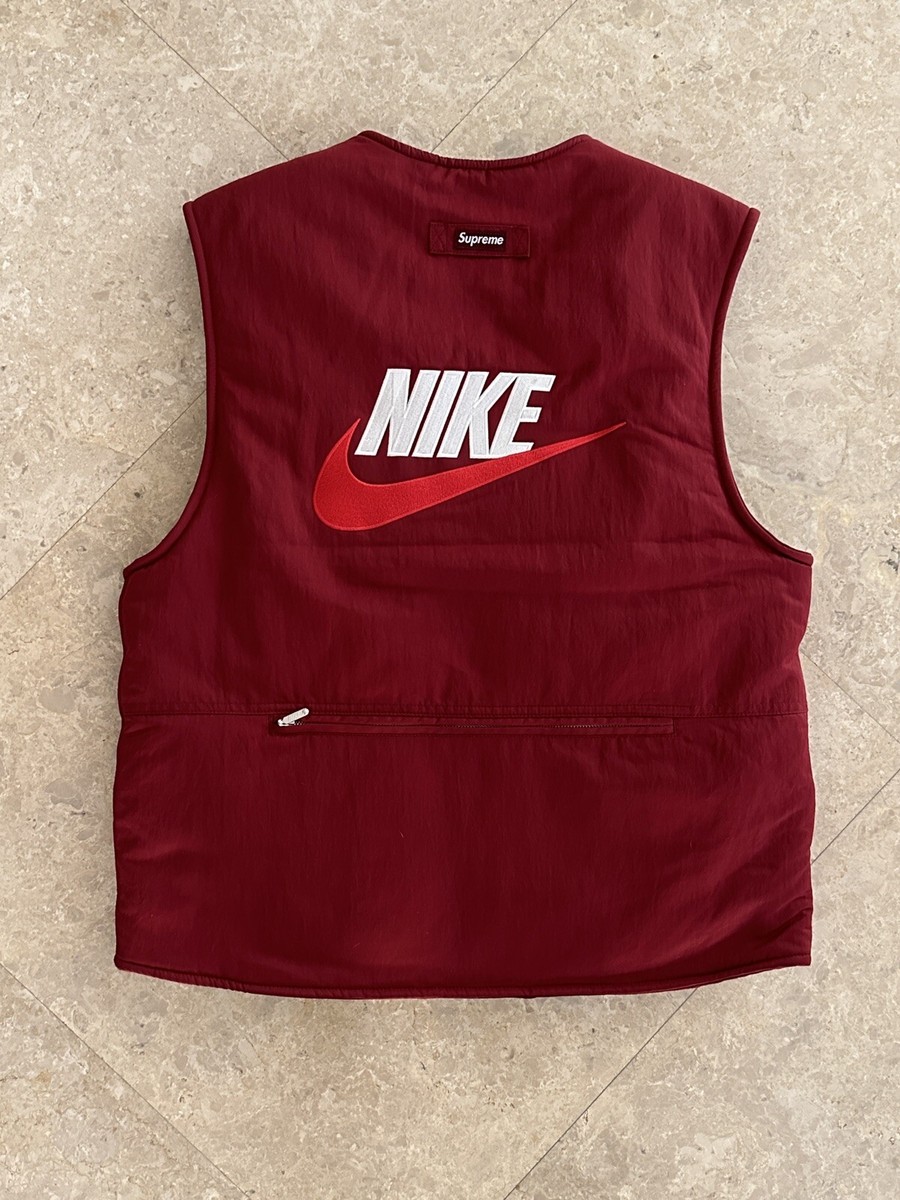 Nike X Supreme Reversible Nylon Sherpa Vest Burgundy Size Small | eBay