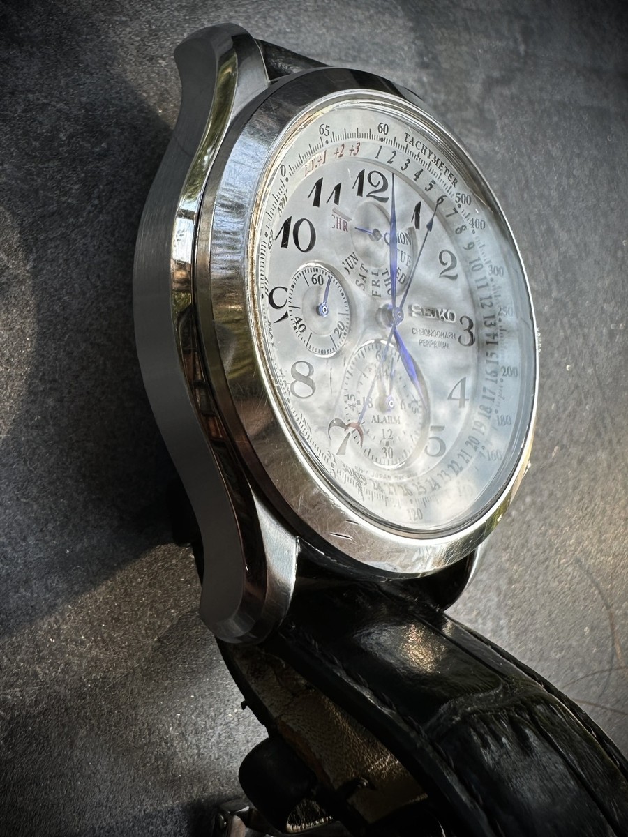 SEIKO Chronograph Perpetual Alarm 7T86-0AC0 Quartz Japan Men's