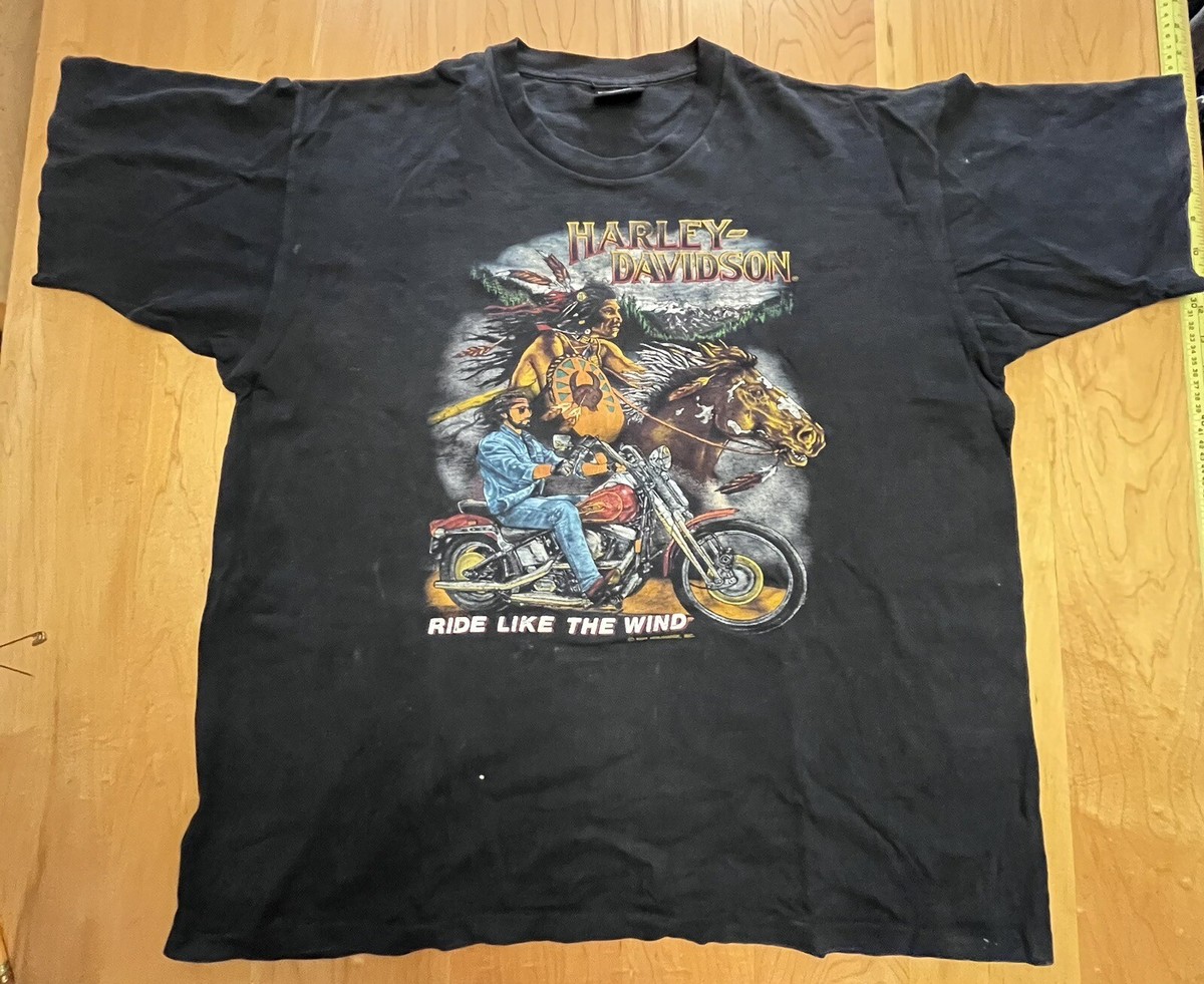 Vintage 90s Harley Davidson Ride Like The Wind Biker T-Shirt XL