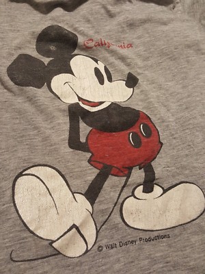 Vintage 80s Mickey Mouse Ringer T-shirt Heather Blue Size-XL