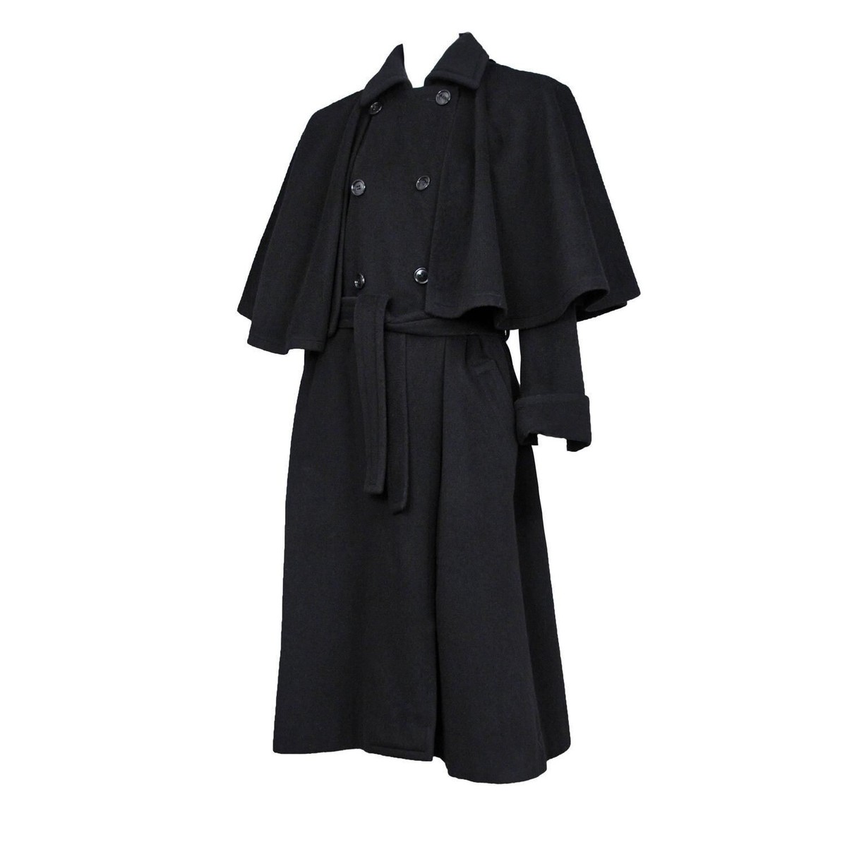 Yves Saint Laurent YSL Rive Gauche 70s Black Cape Hood Scarf Wool