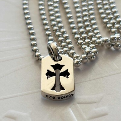 Chrome Hearts Tiny Dog Tag Cut Out CH Cross Pendant With Ball