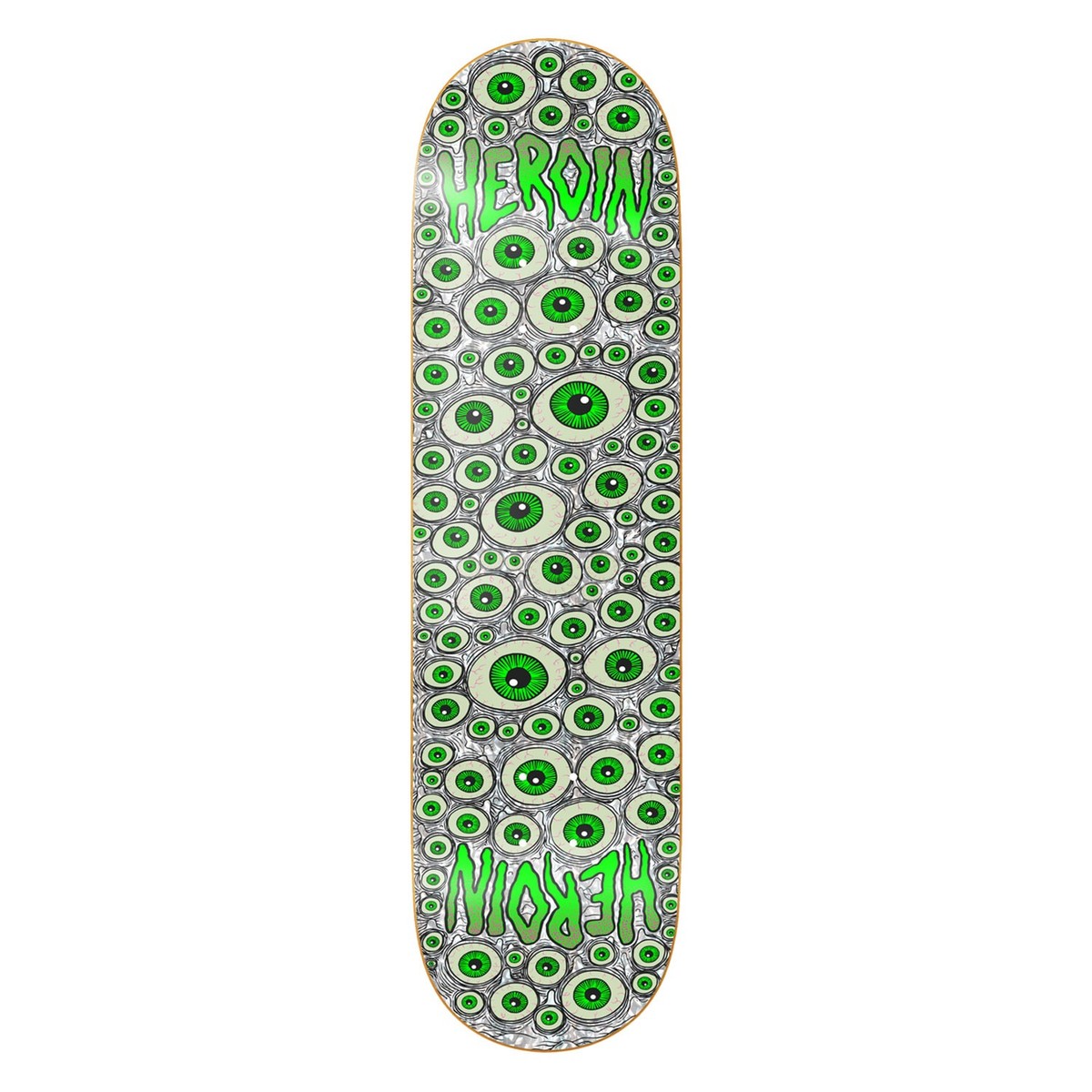 Heroin Skateboard Deck Eyes Holographic Symmetrical 8.25