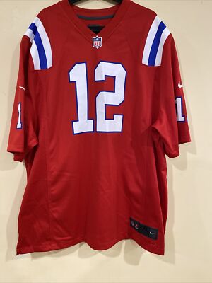Men's Tom Brady Nike NFL New England Patriots #12 Red Football