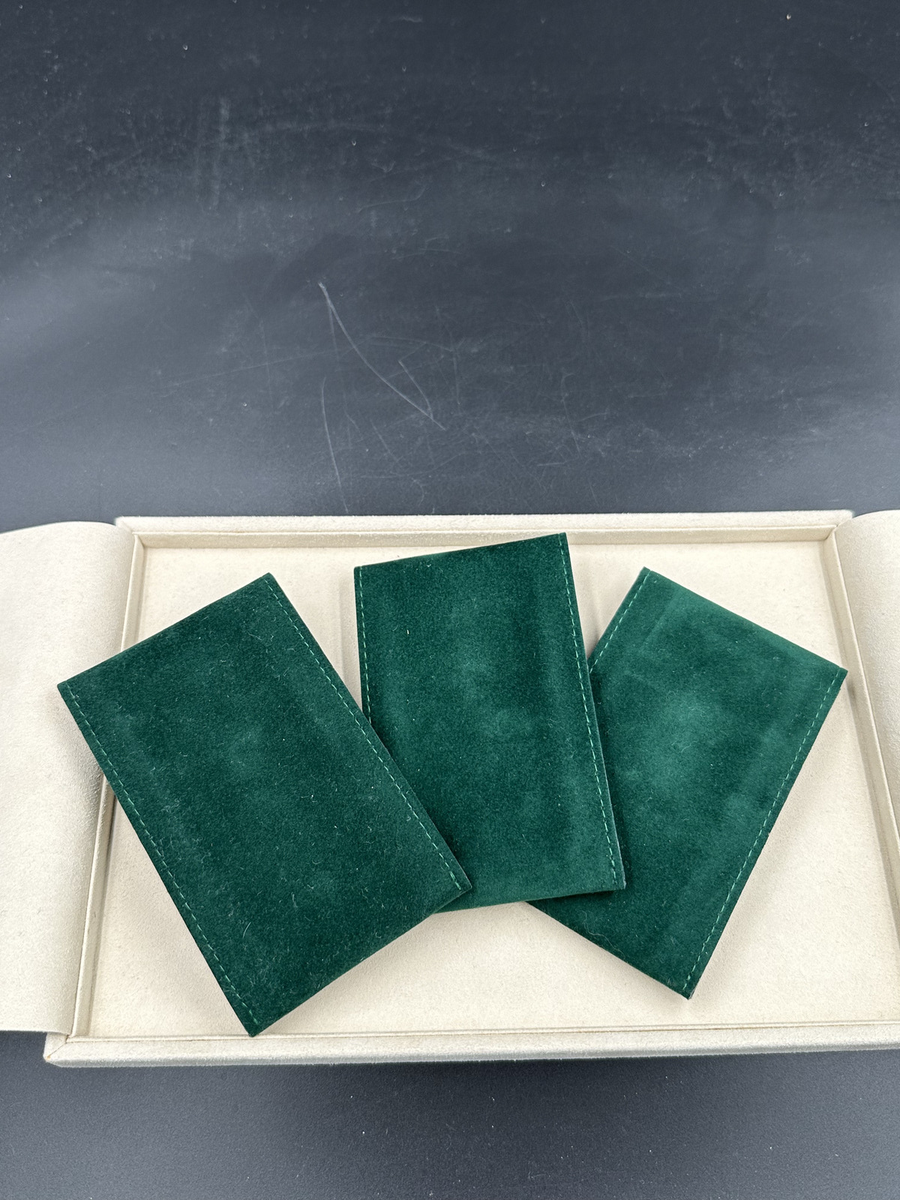 3 Rolex Green Velvet Travel/Service Pouch ref 4447844.8064. From