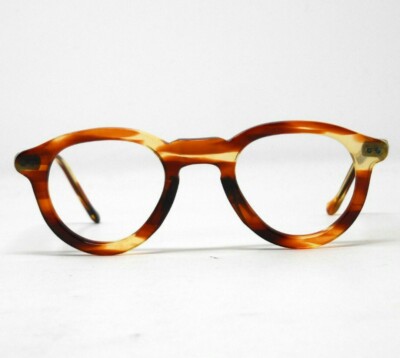 Vintage Round Panto 1950 French France Eye Glasses Brown Lunettes