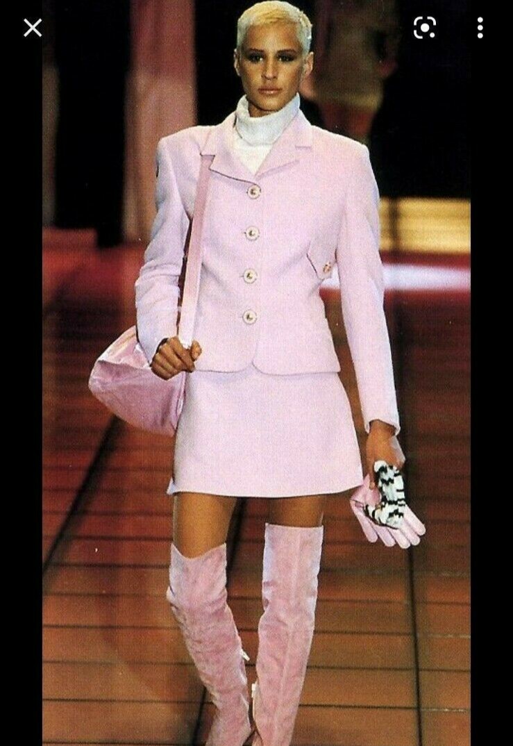 Vintage Gianni Versace Women's F/W 1994 Pink Skirt Suit Size IT40