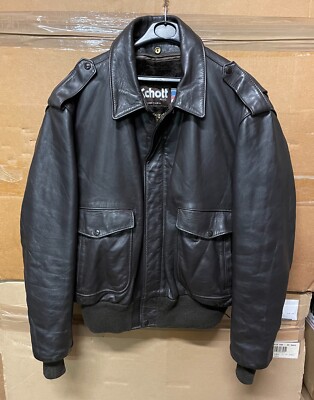 GENUINE VINTAGE US SCHOTT 684 SM LEATHER FLIGHT JACKET BROWN SUPER