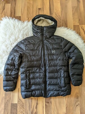 Hollister Womens XS Puffer Jacket Zip Up Sherpa Lining With Hood