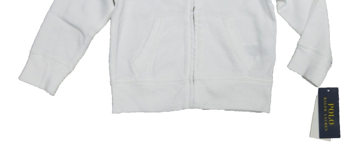 Polo Ralph Lauren Boys White Big Pony Logo Terry Lined Full Zip