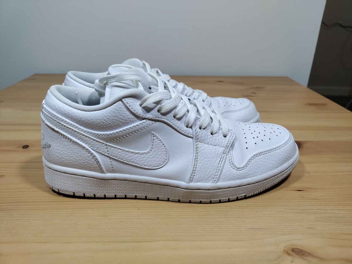 Nike Air Jordan 1 Low Triple White Retro Shoes Men's Size 8.5 Rare