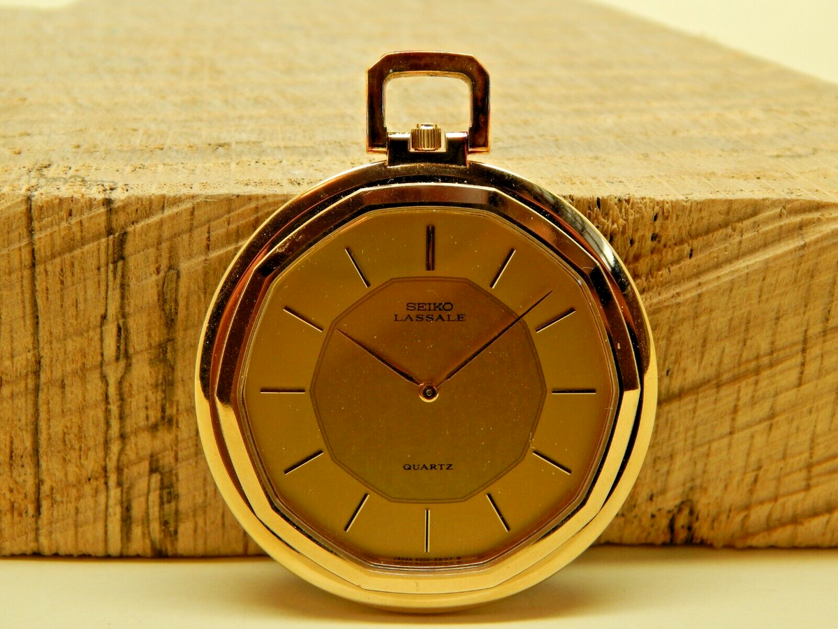 Vintage Mens Seiko Lassale Sample Pocket watch Gold Tone 9300-5579