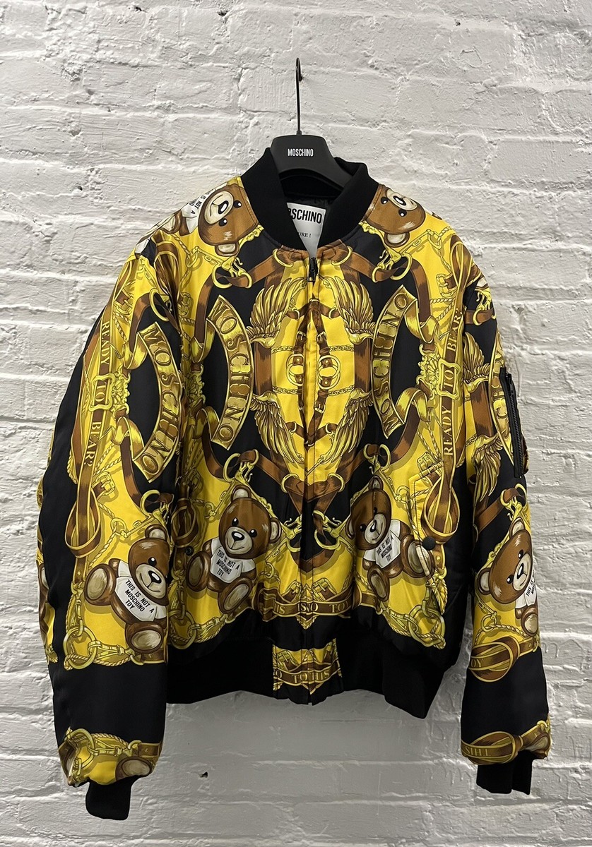 Moschino Bomber Jacket Teddy Scarf Print Size 42 LARGE US Men's