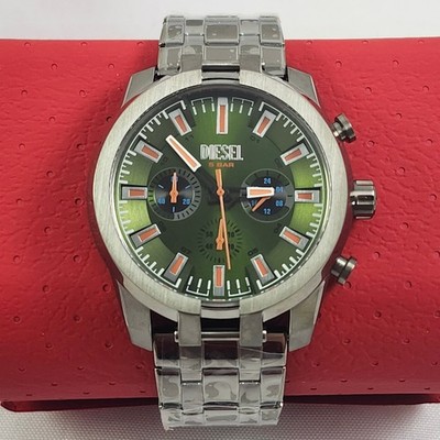 NEW Diesel Men's Split Gunmetal Green & Silver Chronograph Watch