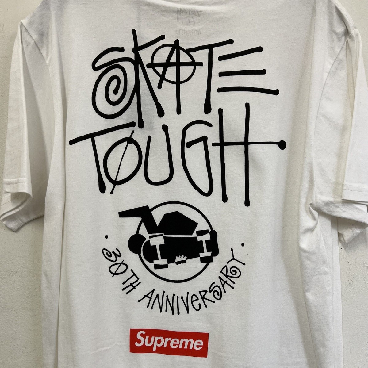 STUSSY X SUPREME 30TH ANNIVERSARY BOX LOGO TEE SHIRT WHITE SZ L
