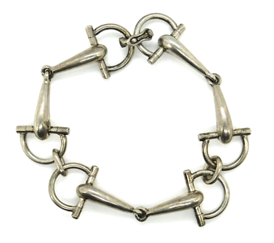 Vintage Gucci 925 Sterling Silver Horsebit Link Bracelet 8.25 in