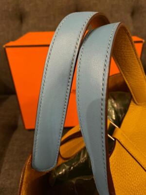 Hermes PICOTIN LOCK 18CM BI-COLOR 9D Jaune Ambre/7N Celeste