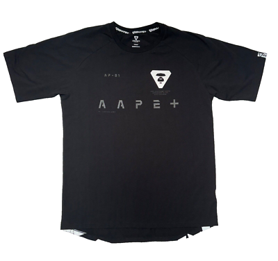 AAPE Plus By A Bathing Ape Black Reflective Graphic Print T-Shirt