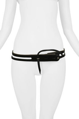 VINTAGE HELMUT LANG BLACK CALF LEATHER BELT WITH EXPOSED ZIPPER