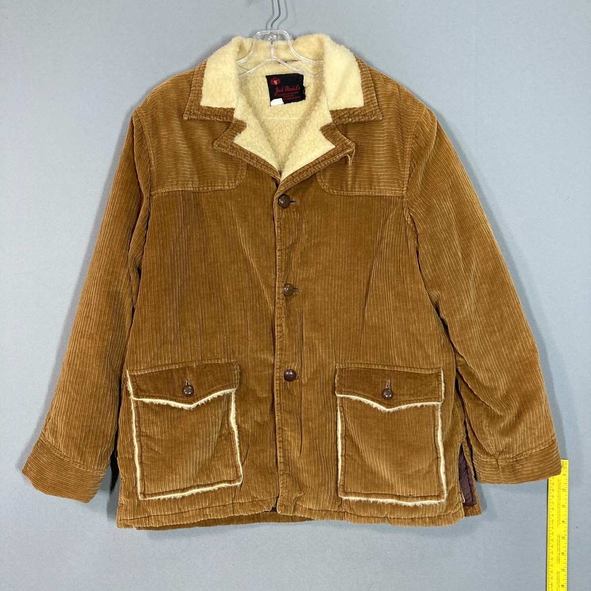 Vintage 70s Faux Sherpa Lined Corduroy Jacket Ranch Coat Mens M/L
