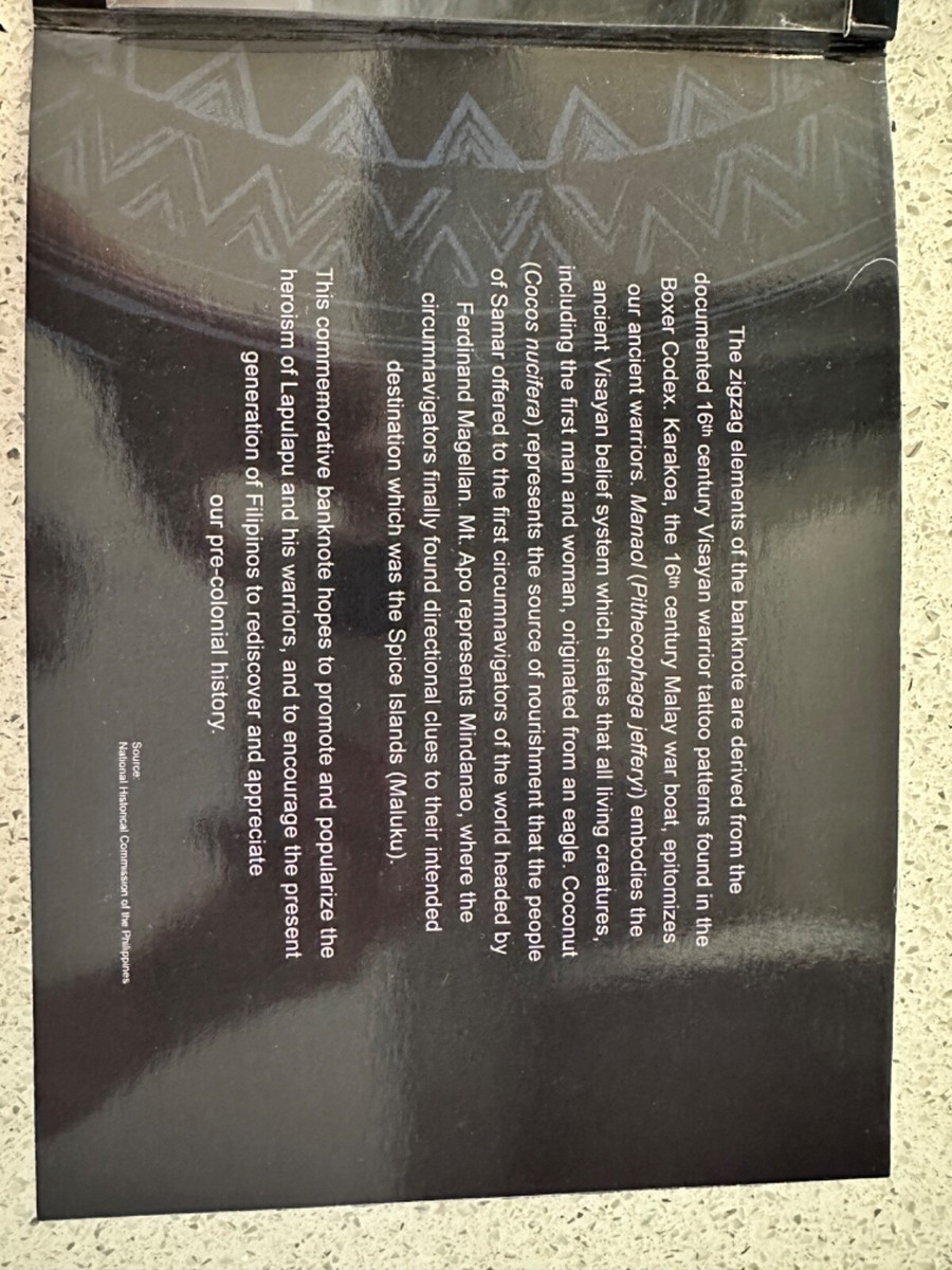 5,000 Pesos Philippine Commemorative Bank Note Lapu Lapu 500 Year