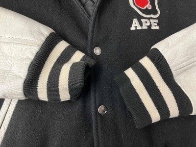 Bape OG Nigo NFS Logo Leather Sleeve Varsity A Bathing Ape Jacket