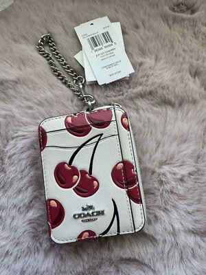 NWT Coach Zip Card Case With Cherry Print CZ761 🍒 | eBay