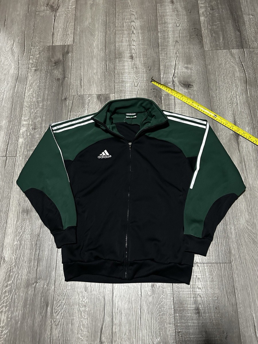 VTG 90s 80s Adidas ATP Embroidered Green Black Full Zip Track