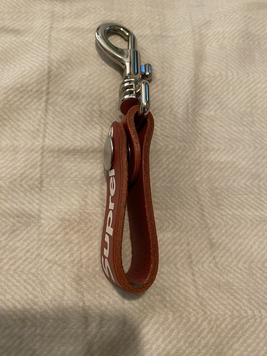 Supreme Logo Red Leather Key loop FW21 | eBay