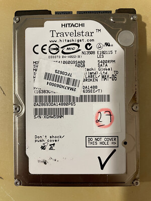 Hitachi Travelstar N13508 E182115 60GB 2.5” SATA Laptop Hard Drive